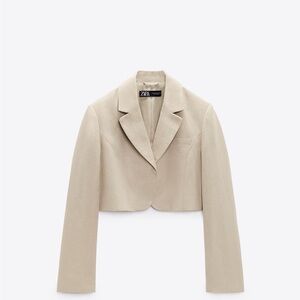 Zara LINEN BLEND CROPPED BLAZER